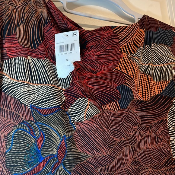 Multicolored Leaf Print Faux Wrap Dress - Picture 10 of 12